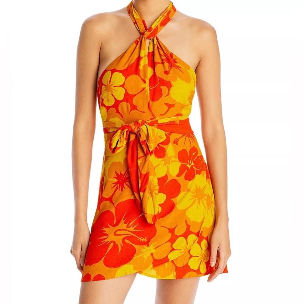 NWT Faithfull the Brand Odette Surfs Up Halter floral print mini dress XS 2 - Picture 1 of 7